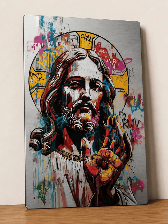 Affiche metal street art – Portrait urbain, format A4