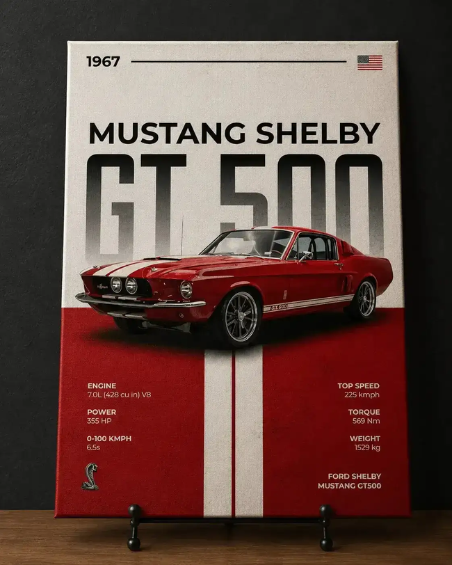 Affiche Métal Mustang Shelby GT500 1967 – Format A4
