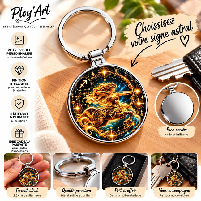 Porte-Clé Personnalisé Signe du Zodiaque – Sublimation + Gravure
