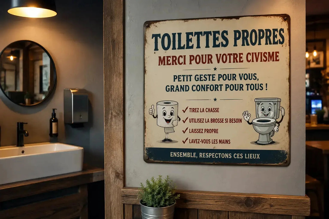 Message toilette propre humour : 10 idées originales à afficher sur plaque métal - Ploy'Art 