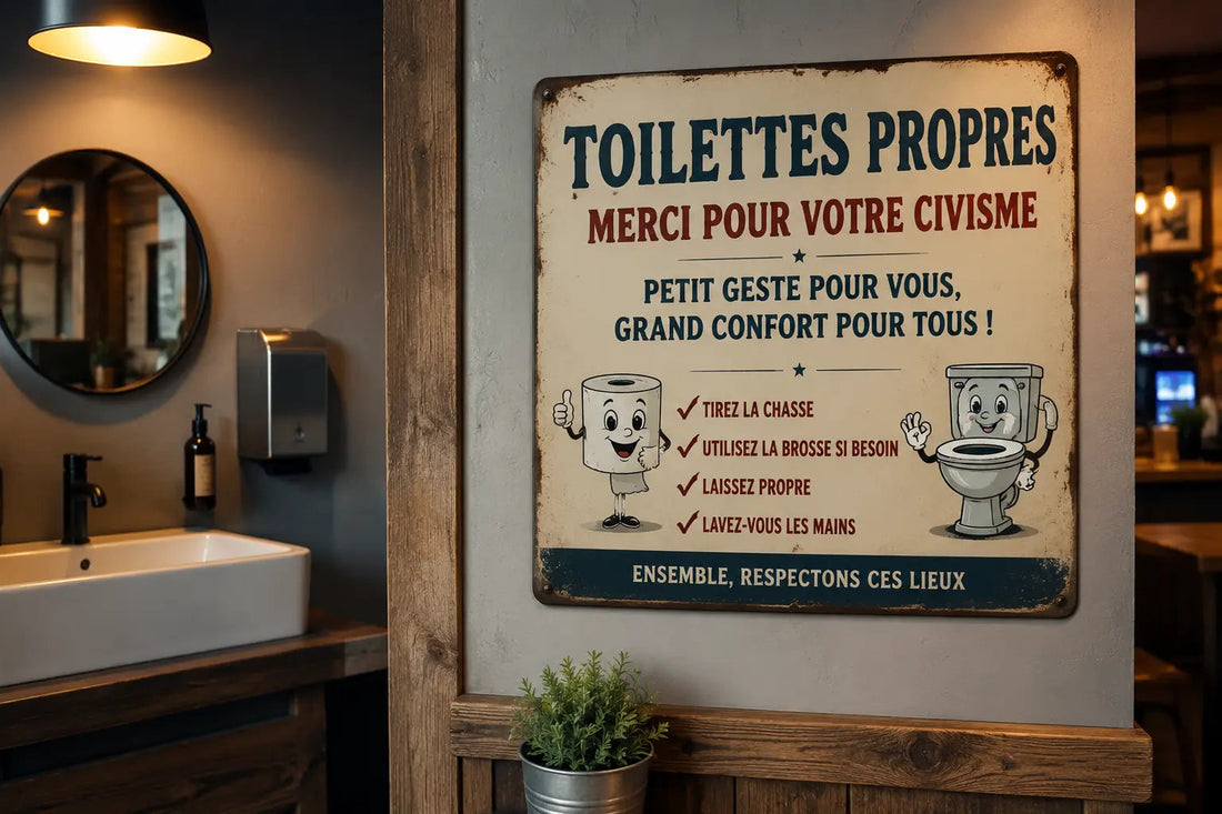 Message toilette propre humour : 10 idées originales à afficher sur plaque métal - Ploy'Art 