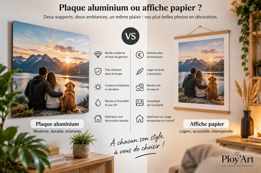Plaque aluminium ou affiche papier : que choisir pour sa décoration murale ?