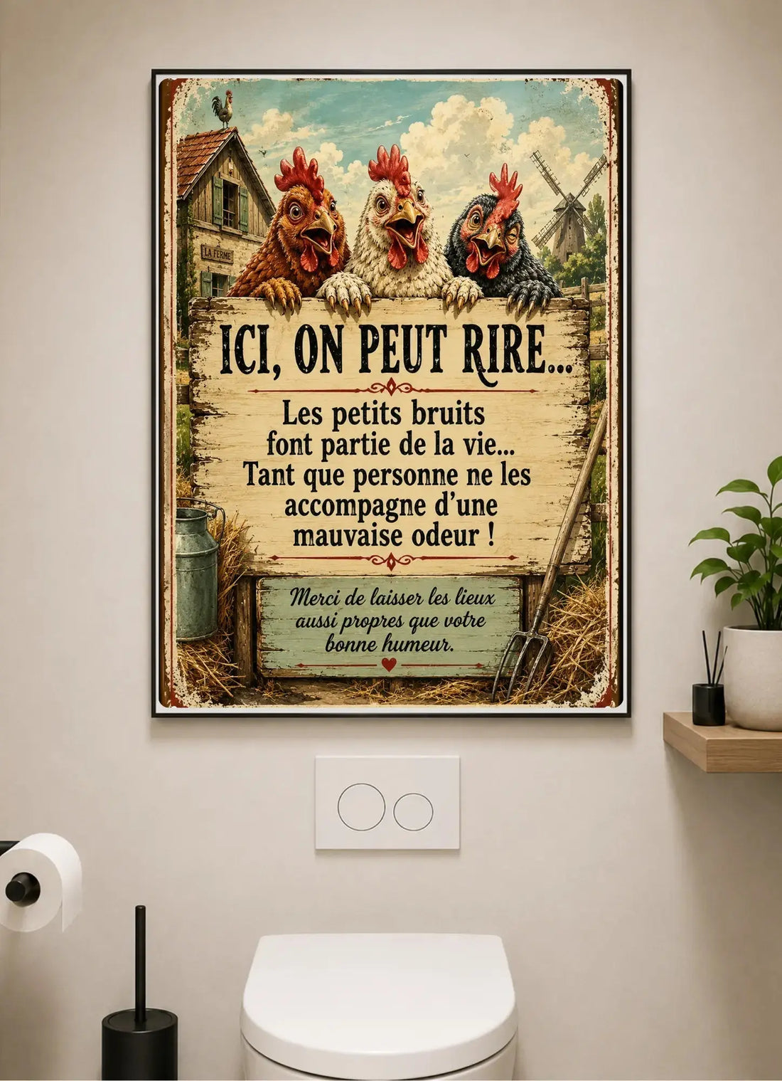 Décoration murale WC : la plaque métal, meilleure option que le papier - Ploy'Art 