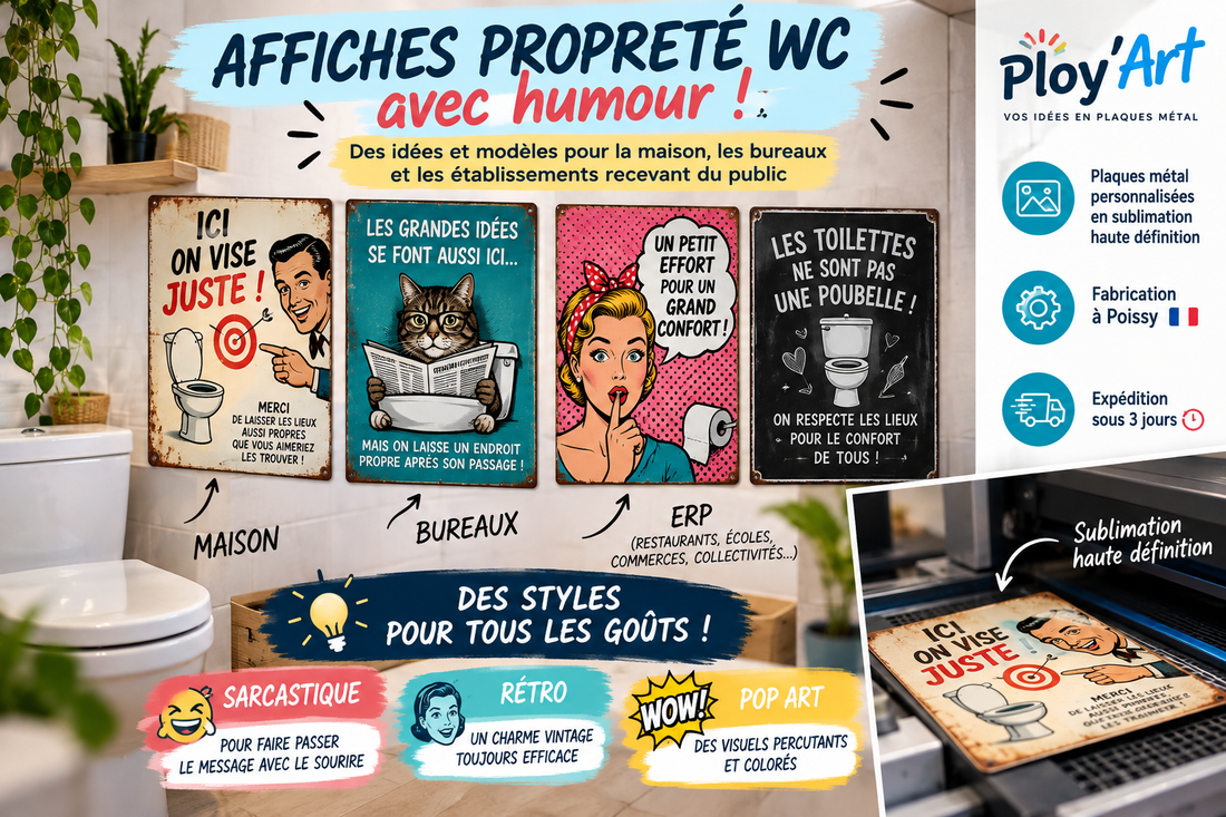 Affiches propreté WC humour : idées et modèles pour la maison, le bureau et les établissements