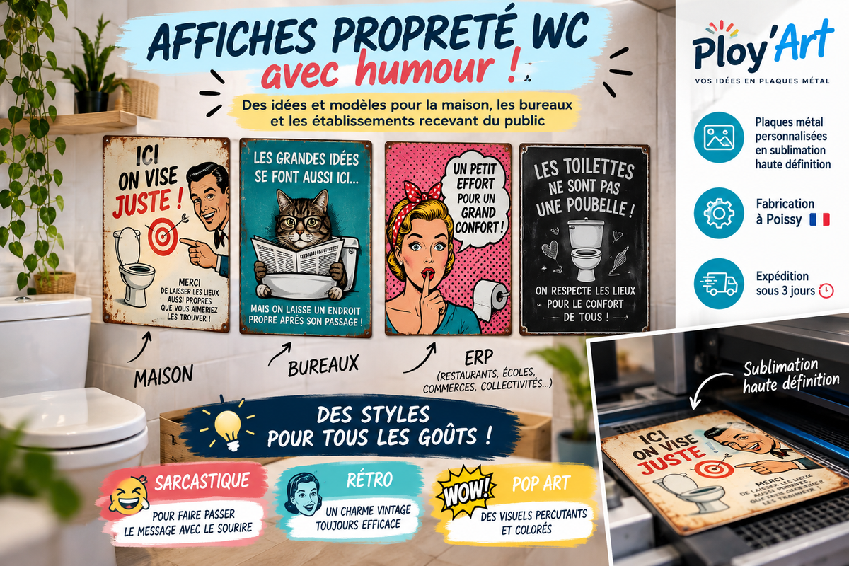 Affiches propreté WC humour : idées et modèles pour la maison, le bureau et les établissements