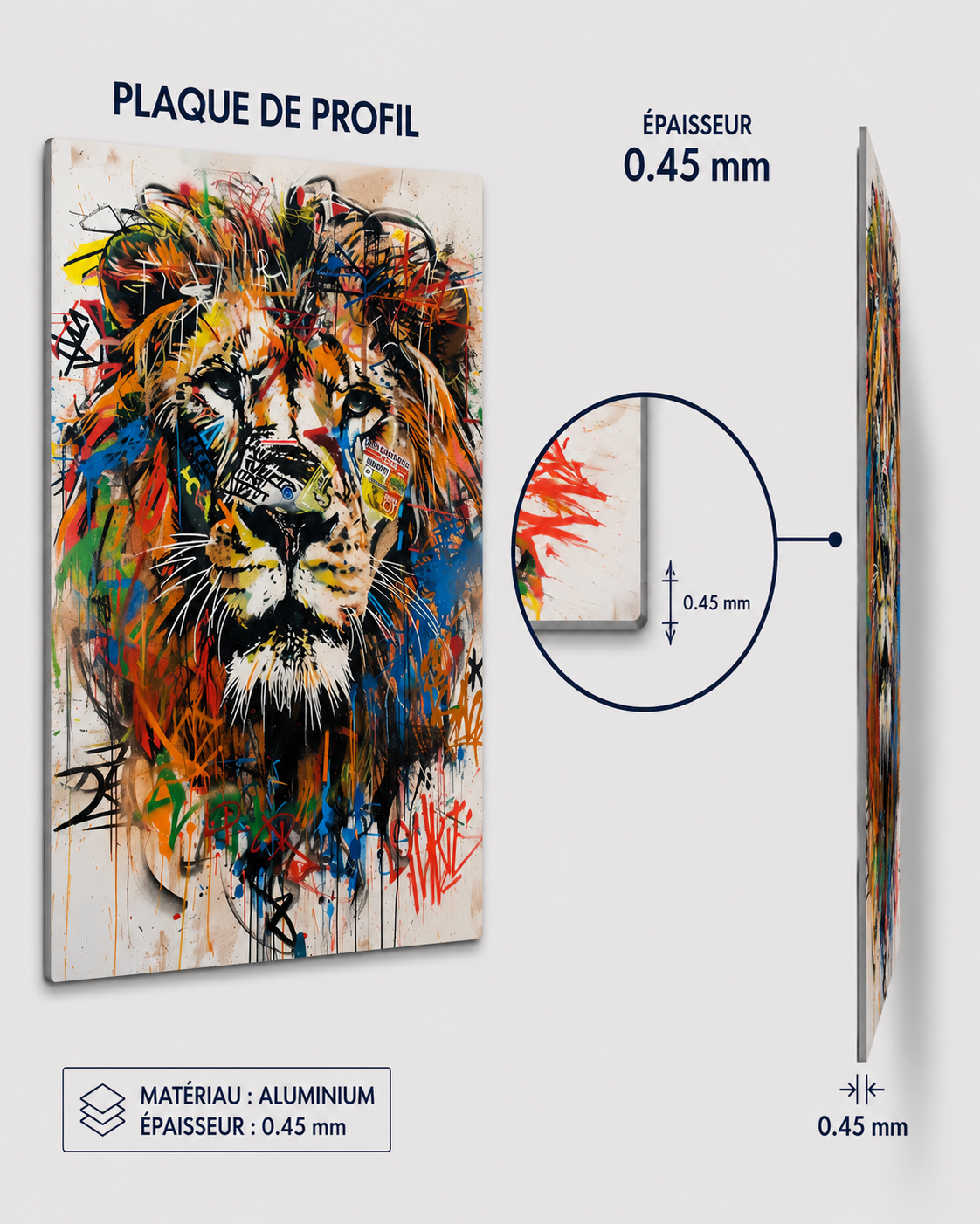 Affiche Métal Lion Street Art - Décoration Murale Format A4