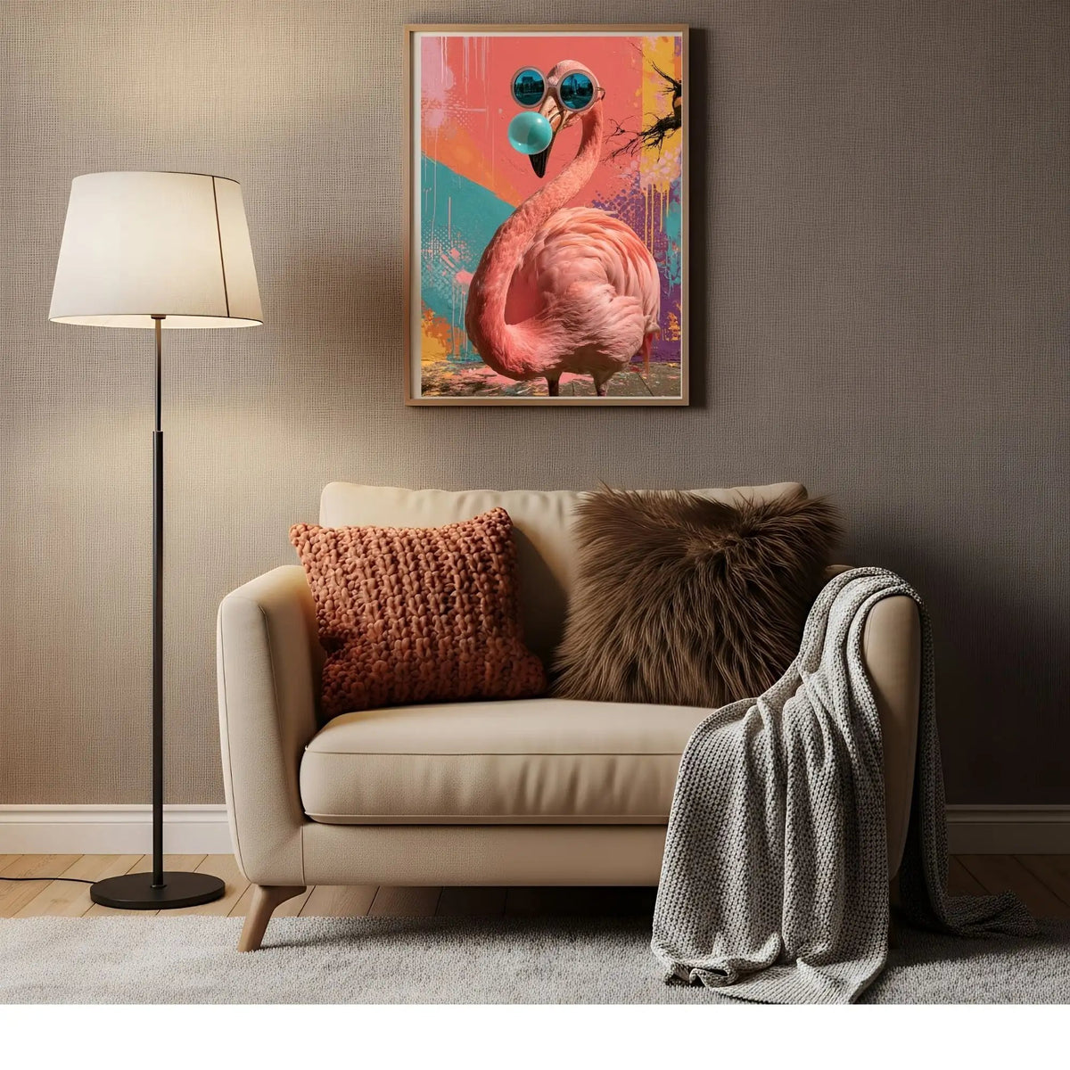 Affiche Numérique à Télécharger – Flamant Rose Pop Art A4