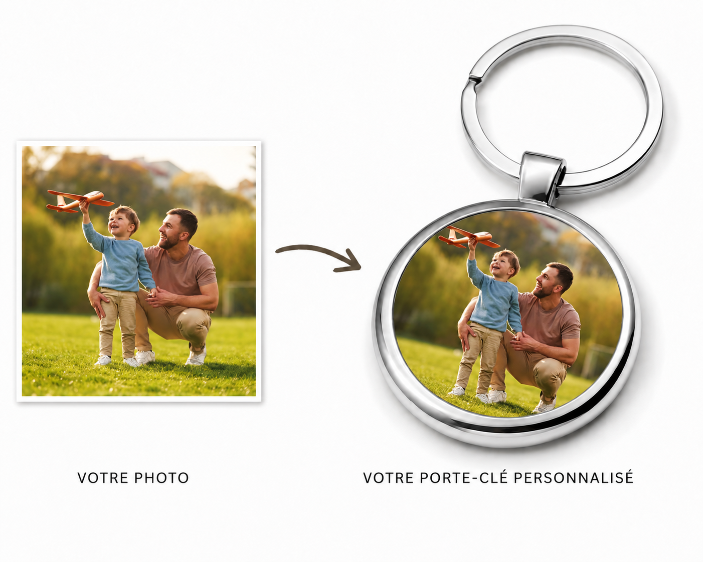 Porte-clé métal Photo Personnalisé – Gravure Optionnelle