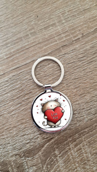 Porte-cle personnalise – Idee Saint-Valentin 2026, chat amoureux