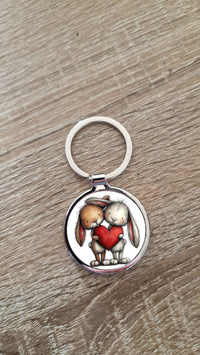 Porte-cle personnalise – Idee Saint-Valentin 2026, lapins amoureux