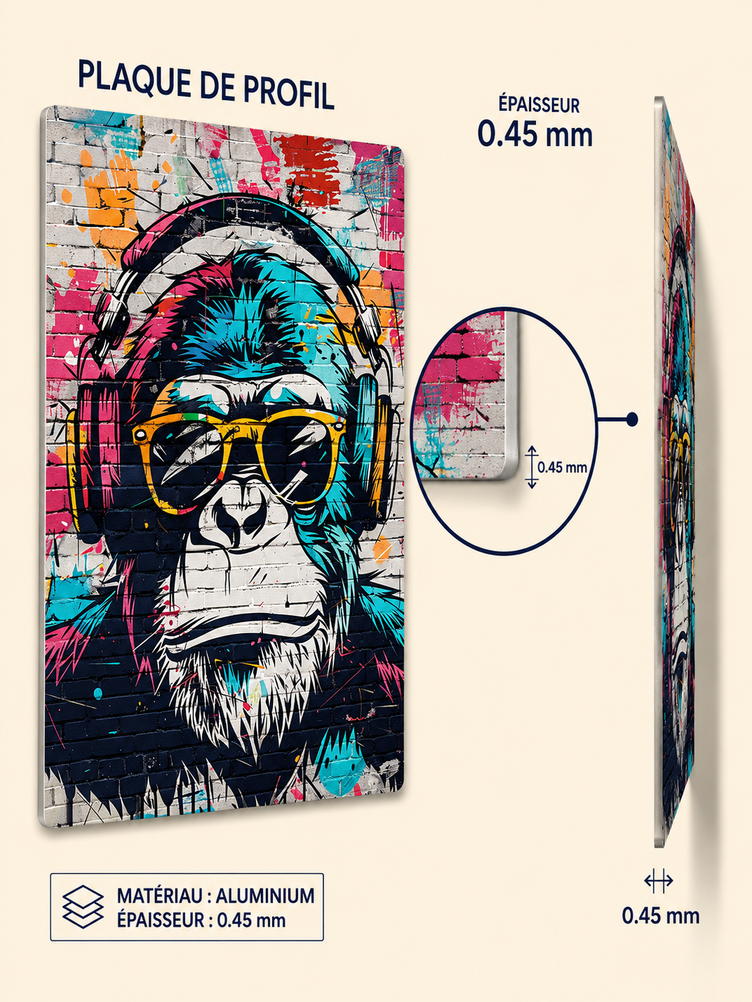 Affiche Métal Singe Pop Art – Monkey DJ Décoration Murale A4
