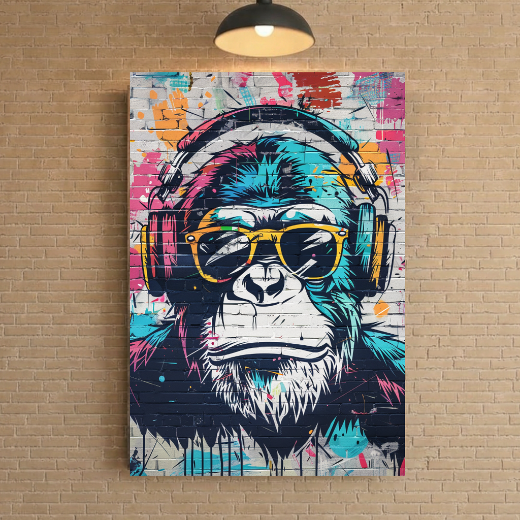 Affiche Métal Singe Pop Art – Monkey DJ Décoration Murale A4