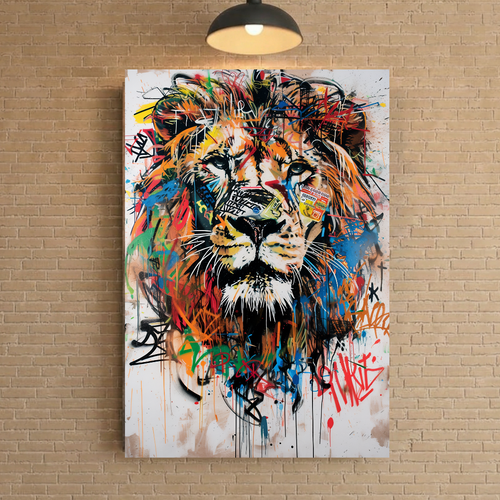 Affiche Métal Lion Street Art - Décoration Murale Format A4