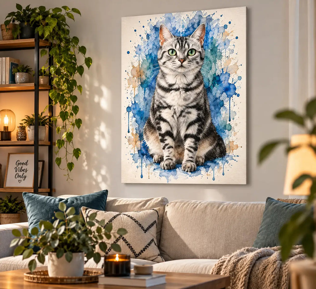 Portrait Animal & Aquarelle Personnalisé – Plaque Métal A4 à partir de votre Photo