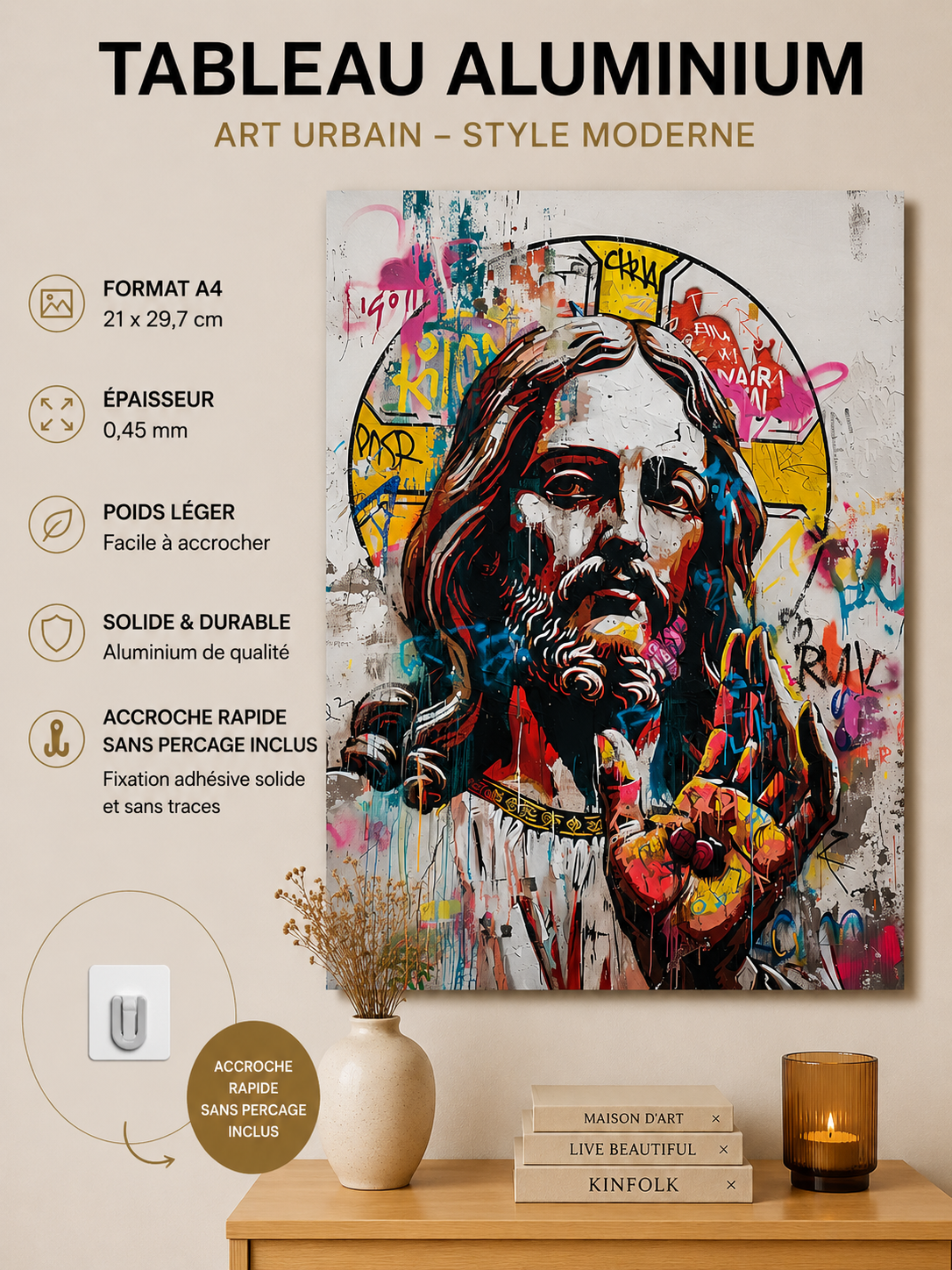 Affiche Métal Street Art Portrait Urbain – Décoration Murale Format A4