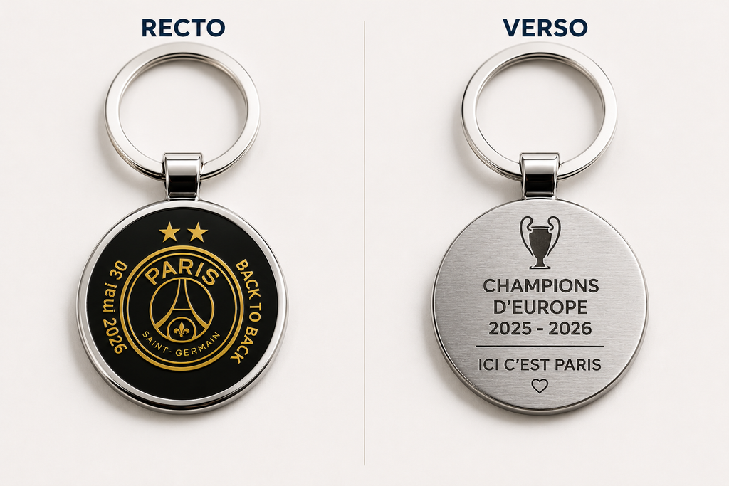 Porte-clé métal médaillon esprit supporter Paris