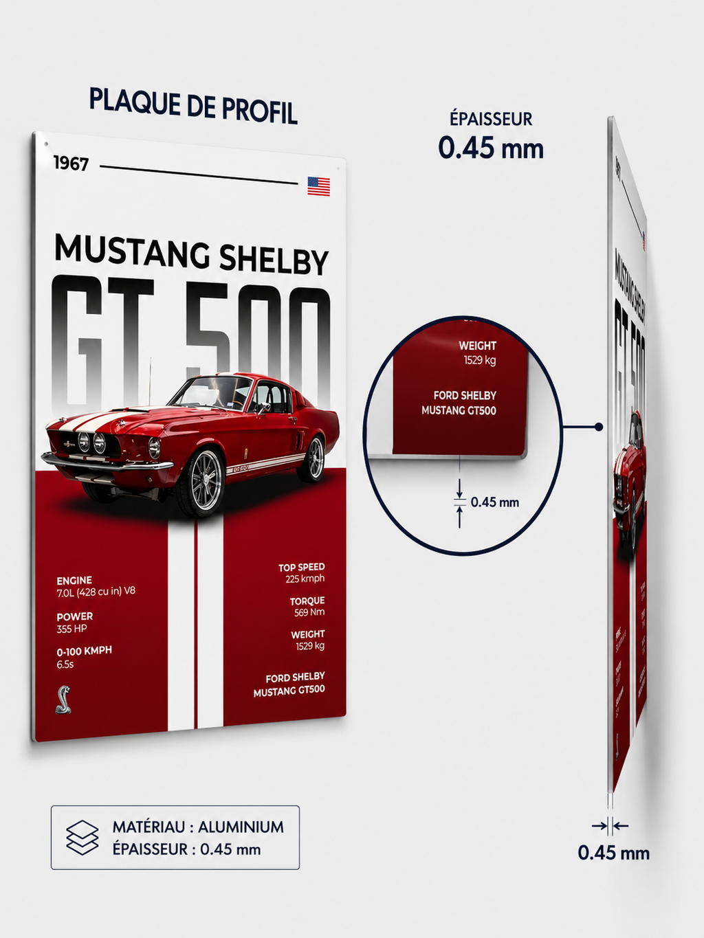 Affiche Métal Mustang Shelby GT500 1967 – Format A4