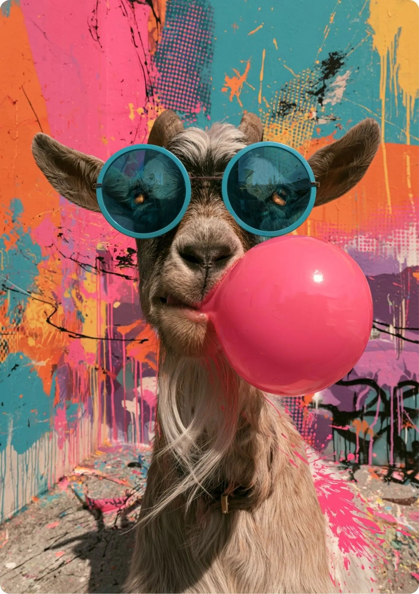 Téléchargement Numérique – Chèvre Pop Art Lunettes & Bulle