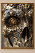 Affiche Métal Steampunk – Crâne Mécanique & Engrenages Dorés A4 Ploy'Art