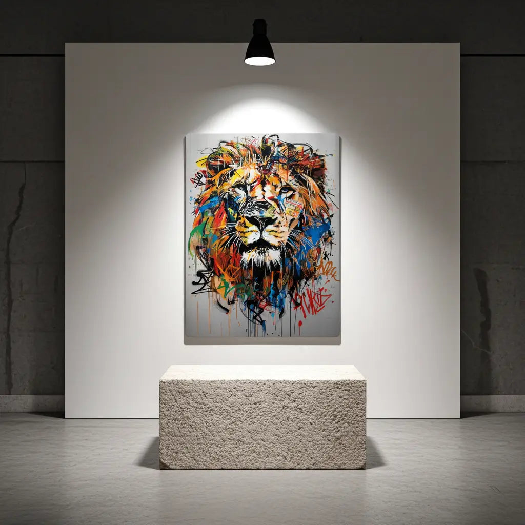 Affiche Métal Lion Street Art - Décoration Murale Format A4 Ploy'Art