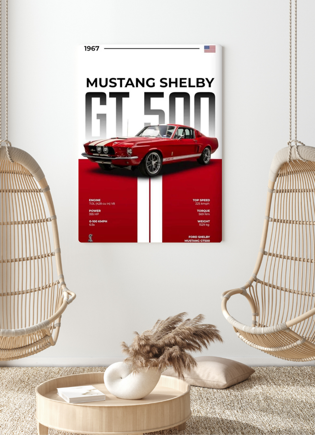 Affiche Métal Mustang Shelby GT500 1967 – Format A4