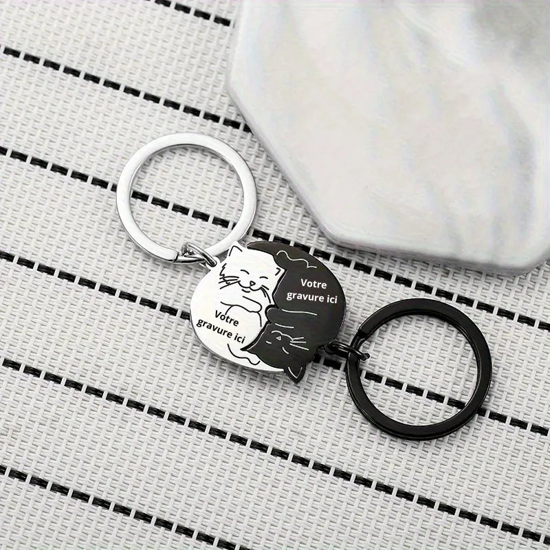 Porte-clés personnalisé Yin et Yang - Duo de Chats Ploy-art