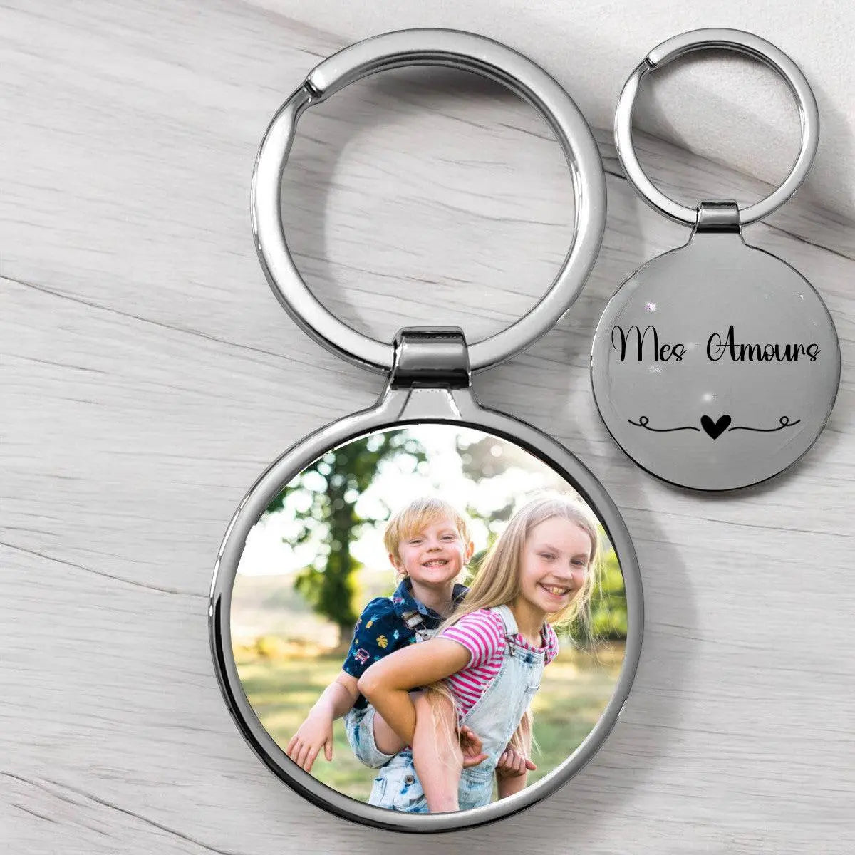 Porte-clés personnalisé photo et gravure rond - Ploy-Art -gravure&sublimation-