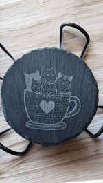 Sous-Verres en Ardoise motif chat - Vignette | Ploy-Art -gravure&amp;sublimation-