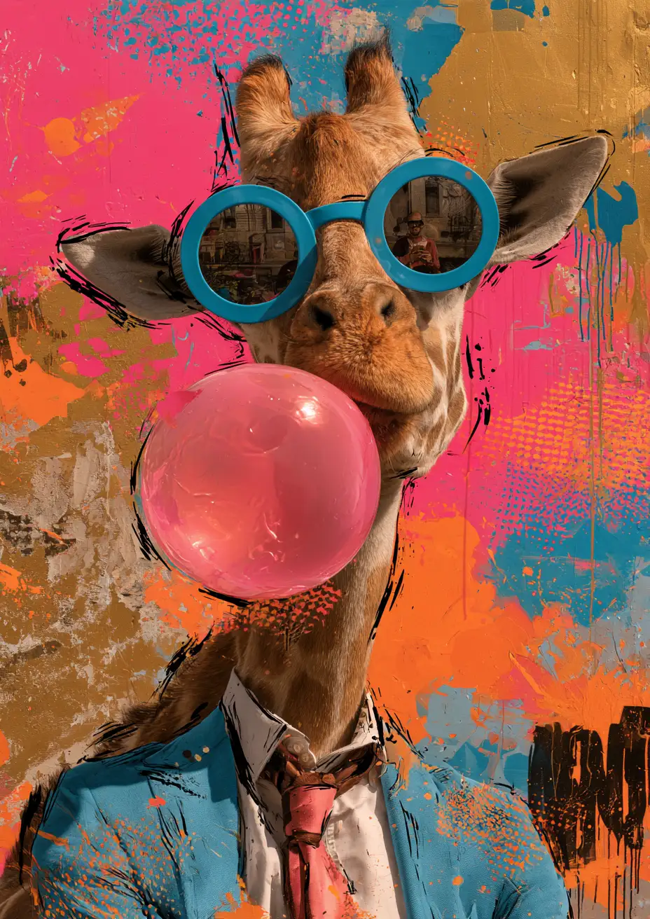 Affiche Numérique à Télécharger – Girafe Pop Art A4