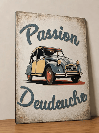 Affiche Métal Deudeuche – Voiture Vintage Française A4