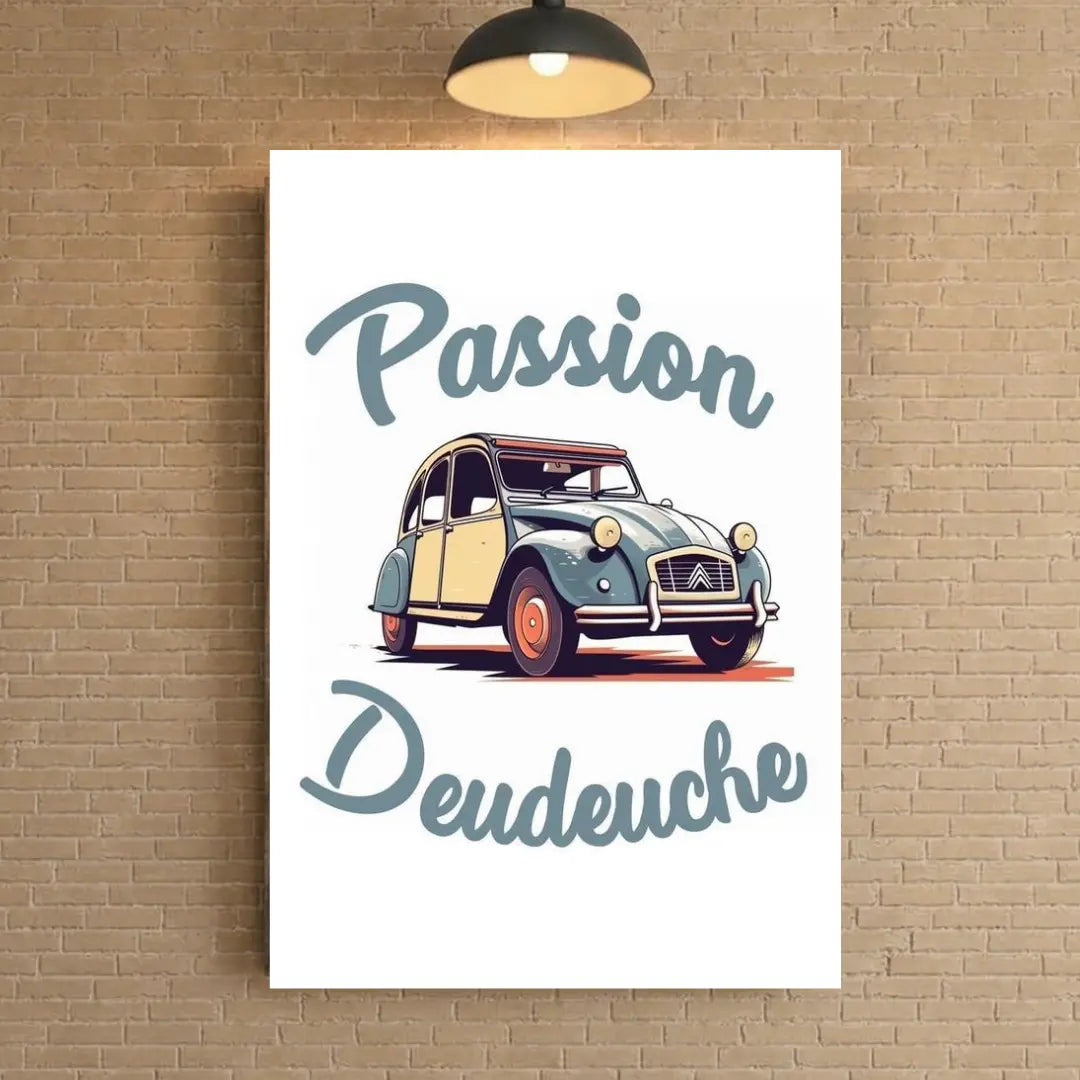 Affiche Métal Passion Deudeuche – Voiture Vintage Française A4 Ploy'Art