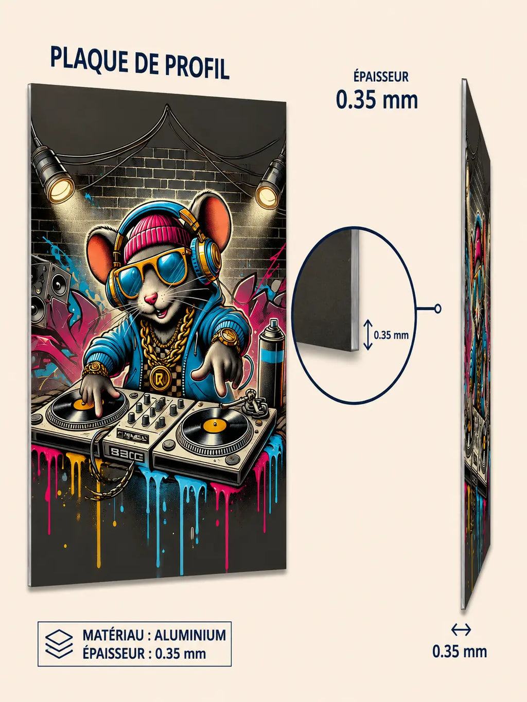 plaque métal personnalise pop art dj souris ploy'art