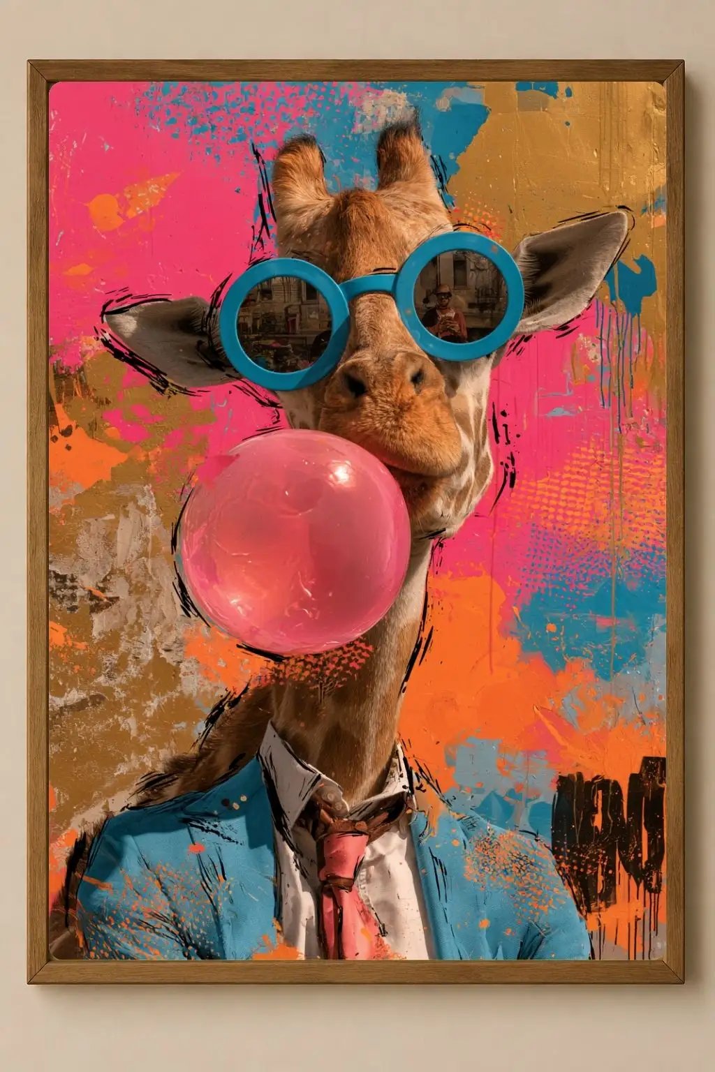 affiche métal pop art girafe