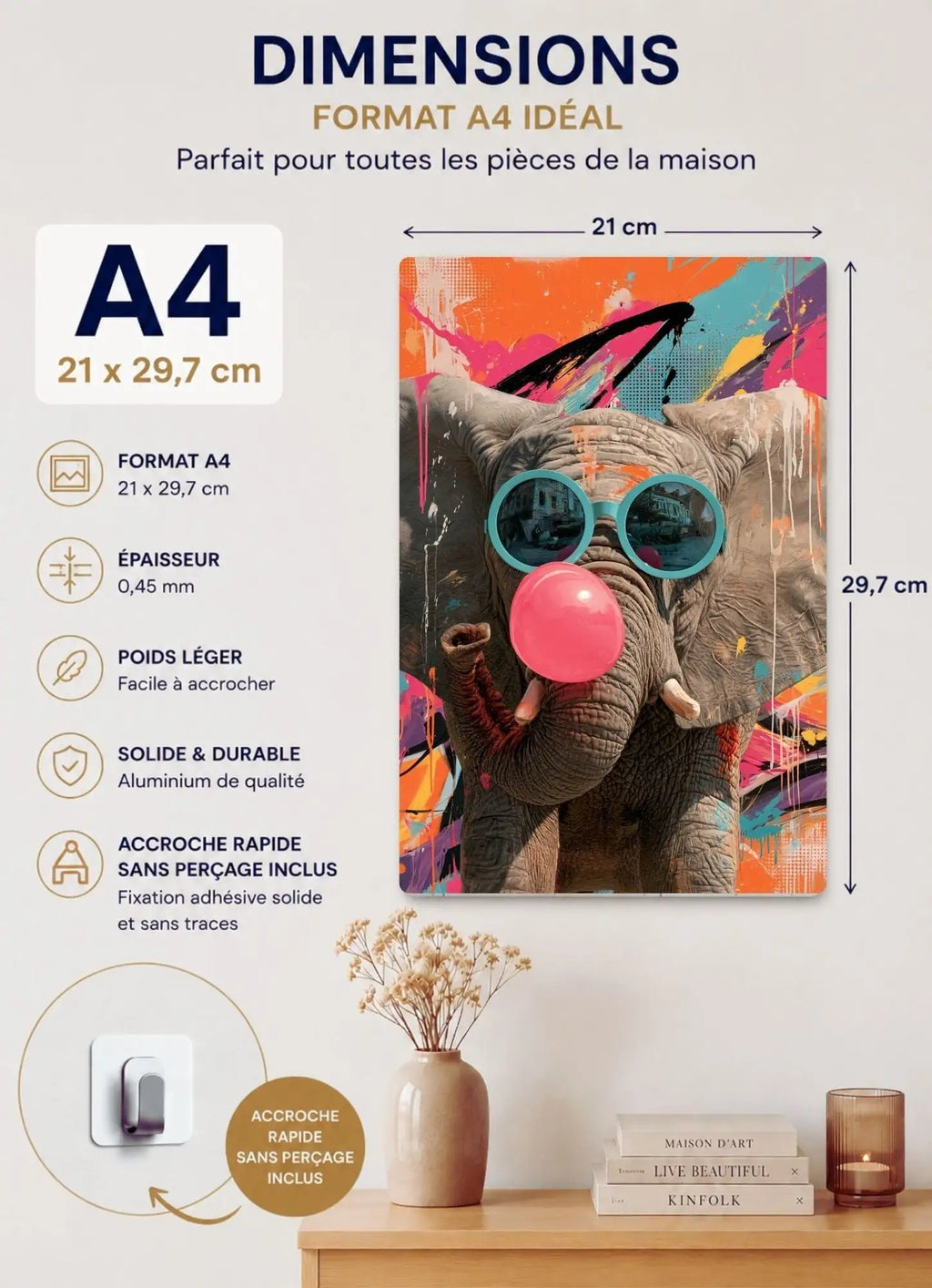 affiche numérique éléphant pop art