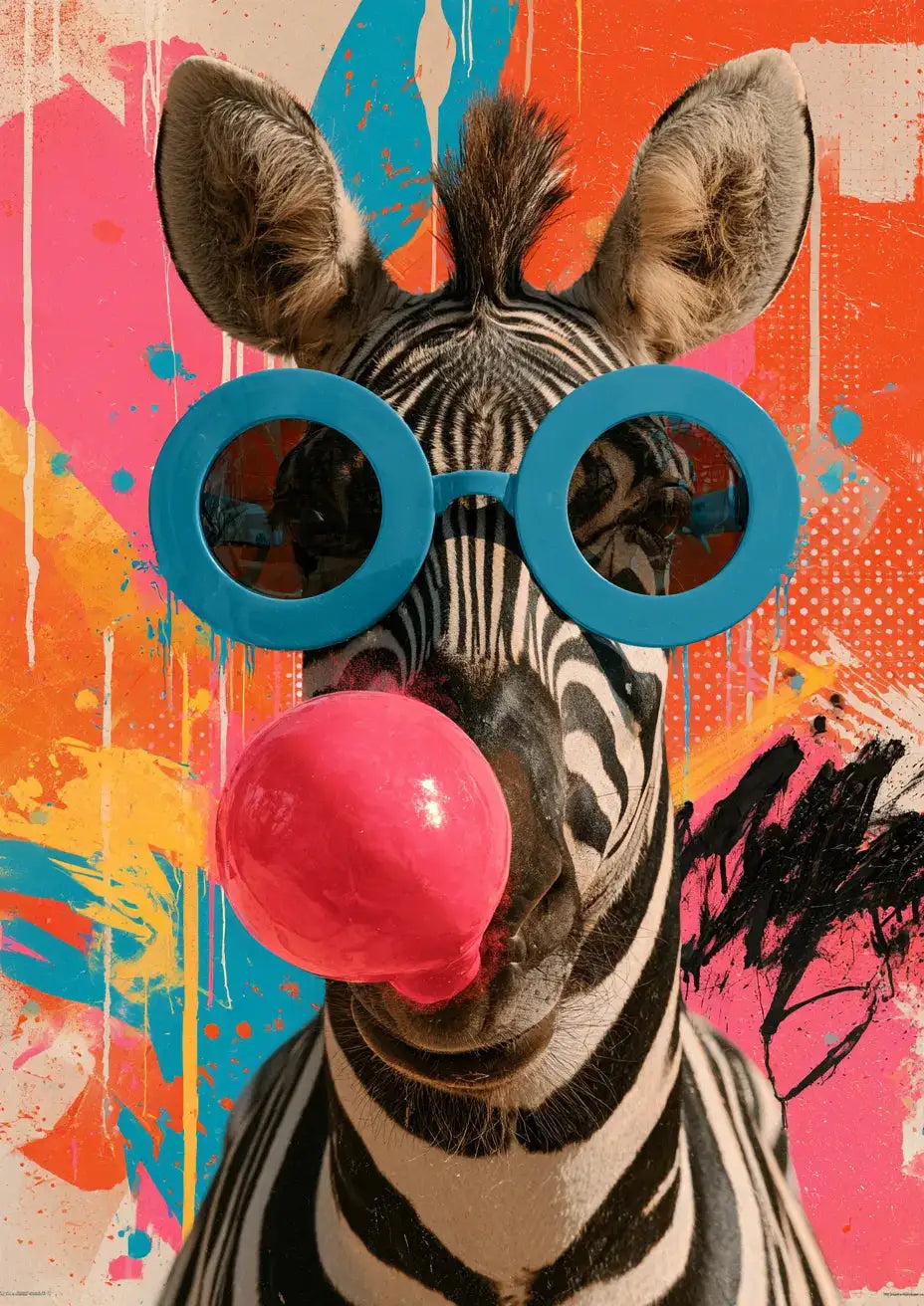 affiche numérique pop art zébre