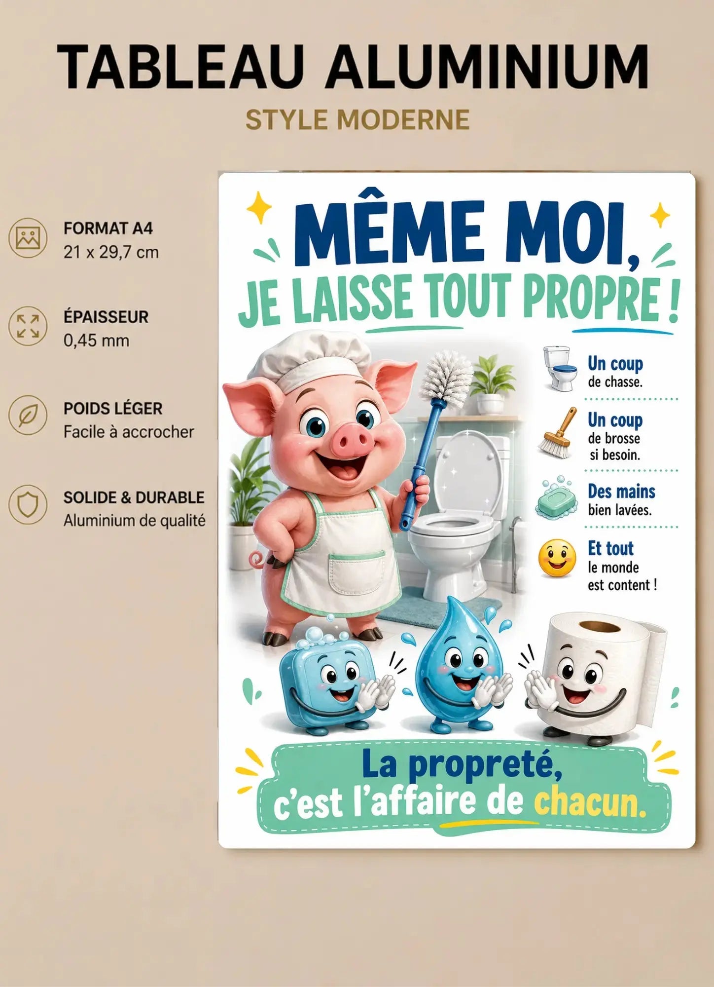 affiche métal wc