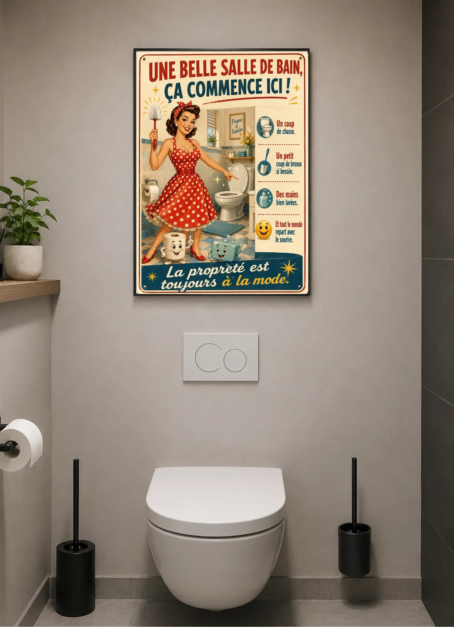 Affiche Métal WC Vintage 
