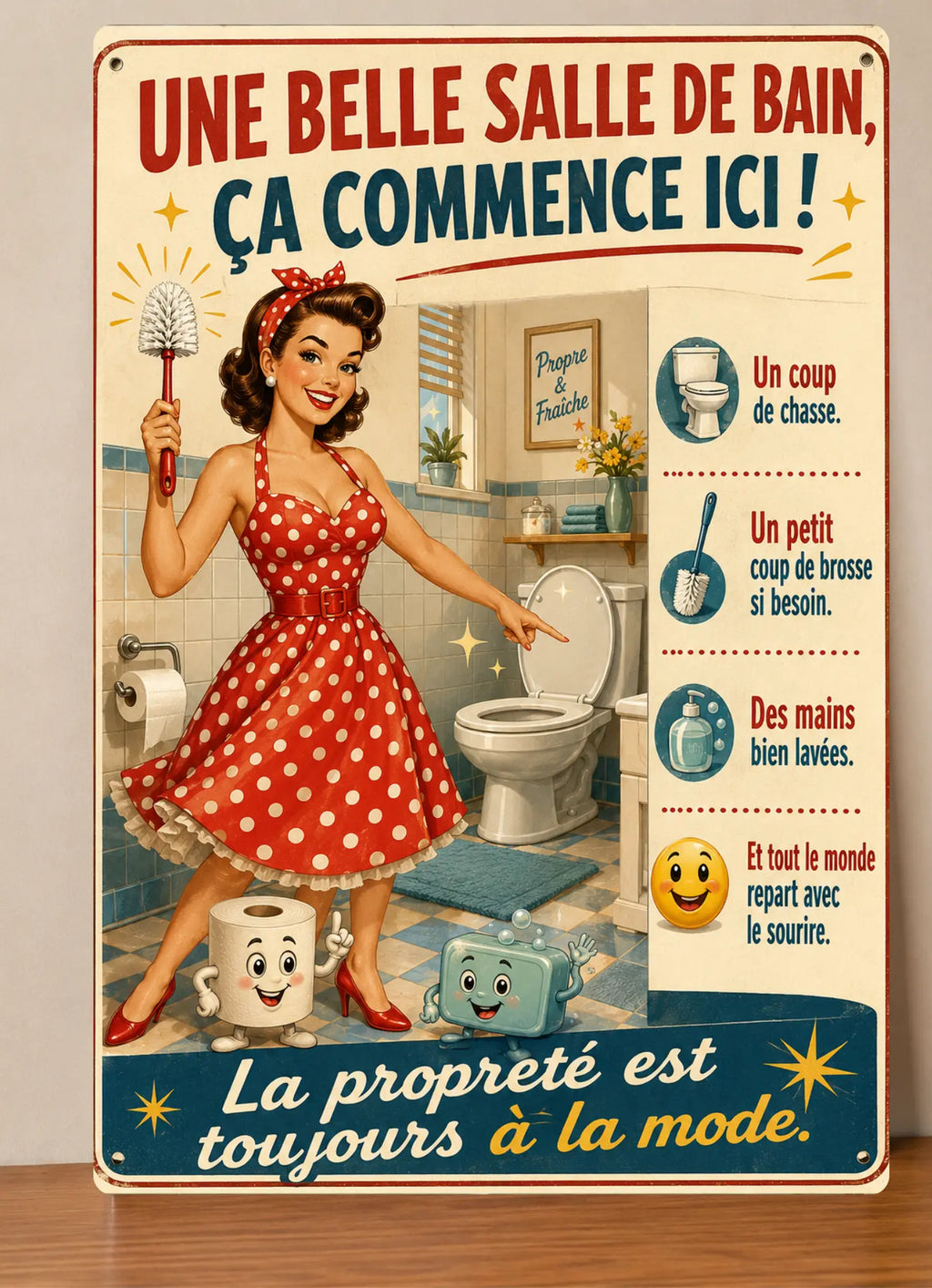 Affiche Métal WC Vintage 