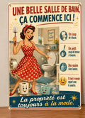 Affiche Métal WC Vintage 