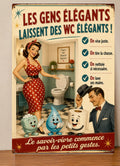 Affiche Métal WC Vintage – Les Gens Élégants Laissent des WC Élégants A4 Ploy'Art