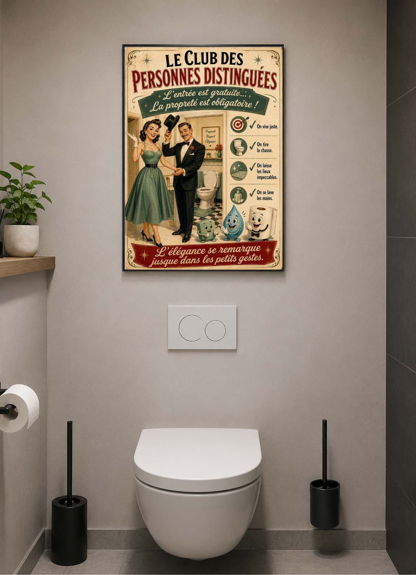 Affiche propreté Humour WC métal