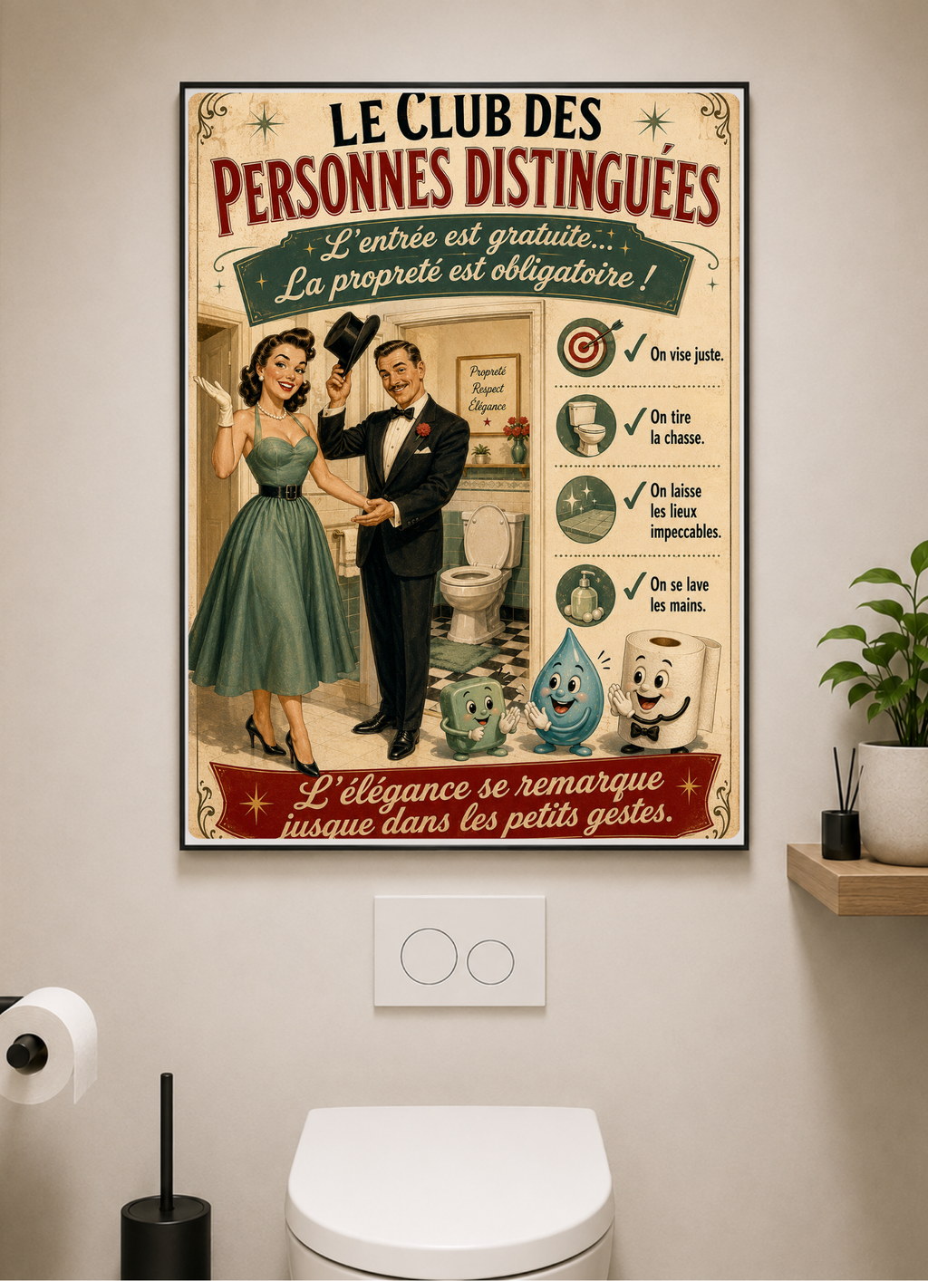 Affiche propreté Humour WC métal