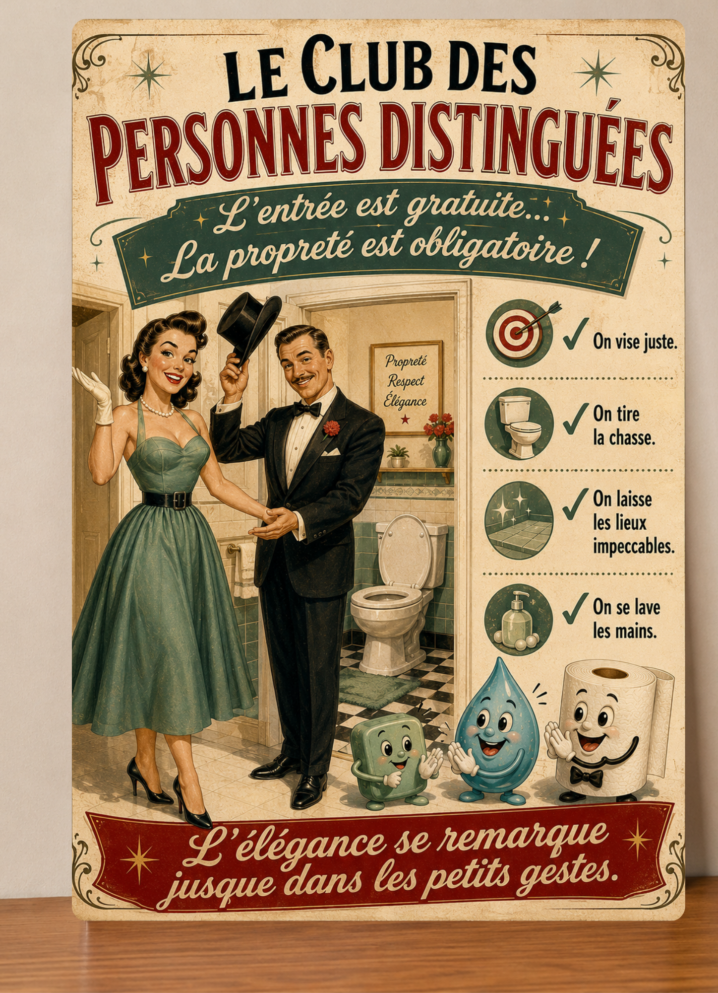 Affiche propreté Humour WC métal