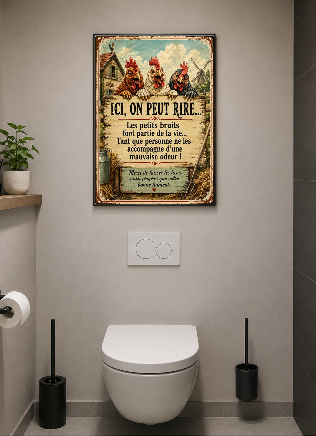Affiche propreté Humour WC métal