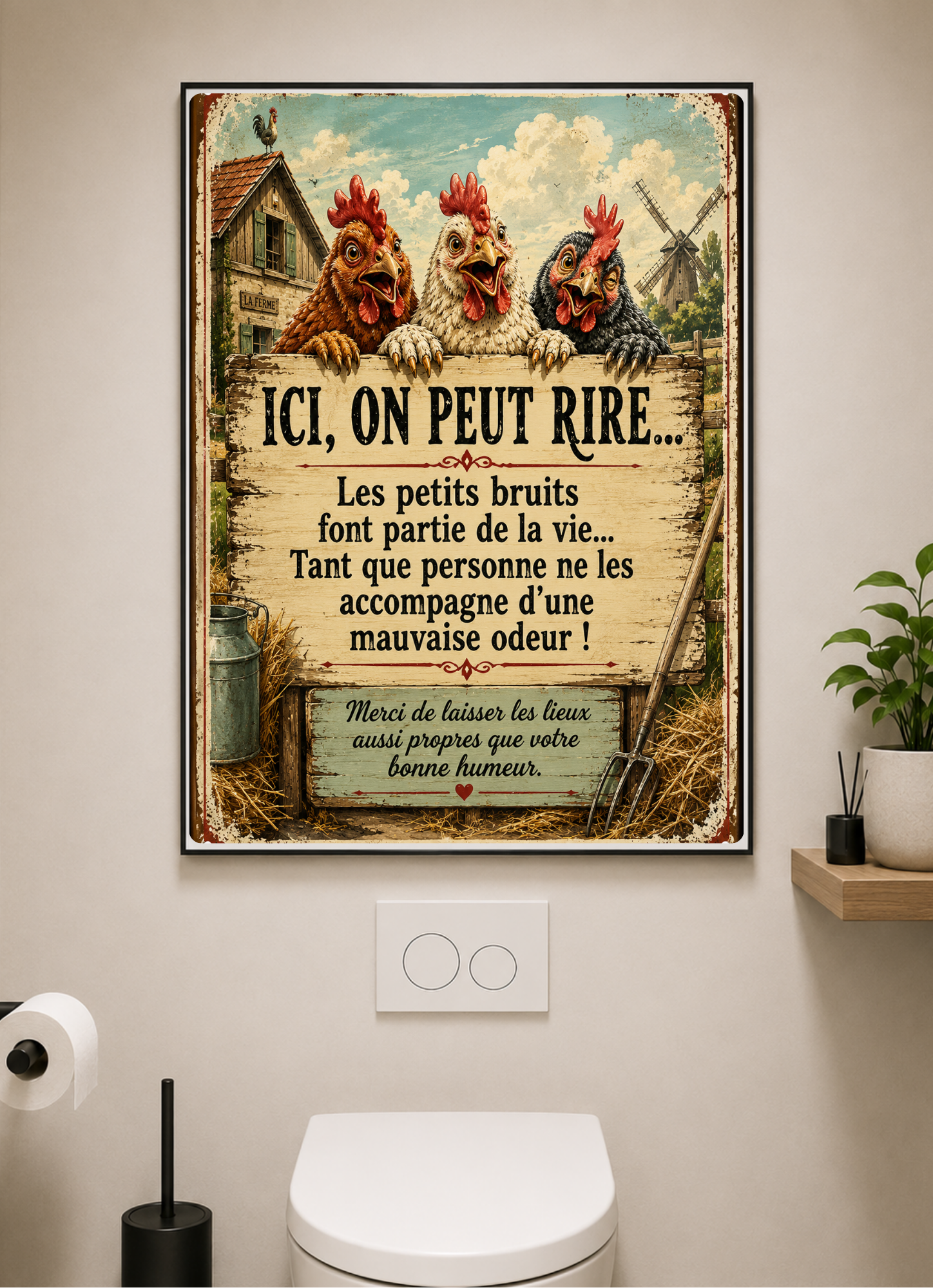 Affiche propreté Humour WC métal