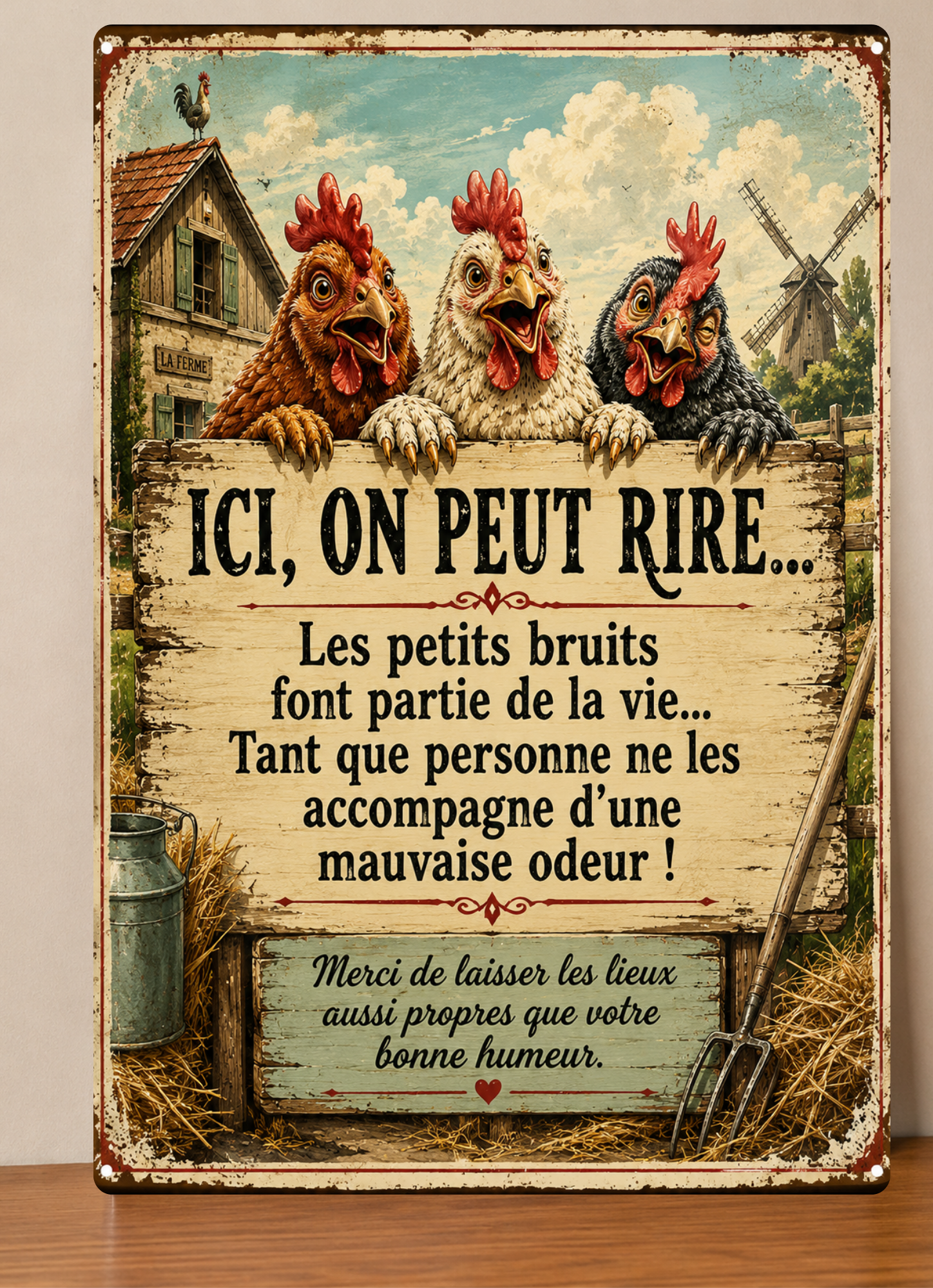 Affiche propreté Humour WC métal