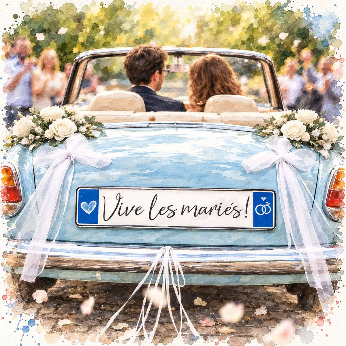 Plaque Métal Personnalisée – Photo Mariage en Aquarelle A4