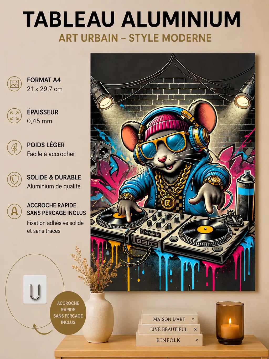 plaque métal personnalisée style dj pop art