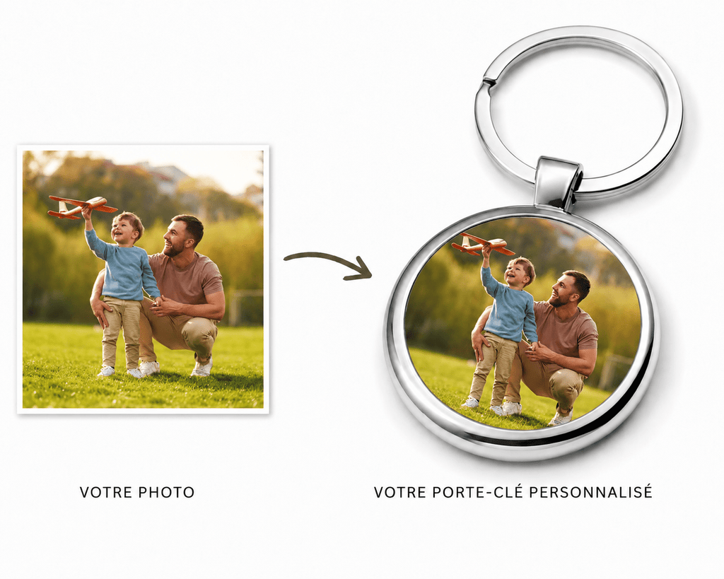Porte-clé métal Photo Personnalisé – Gravure Optionnelle - Ploy'Art