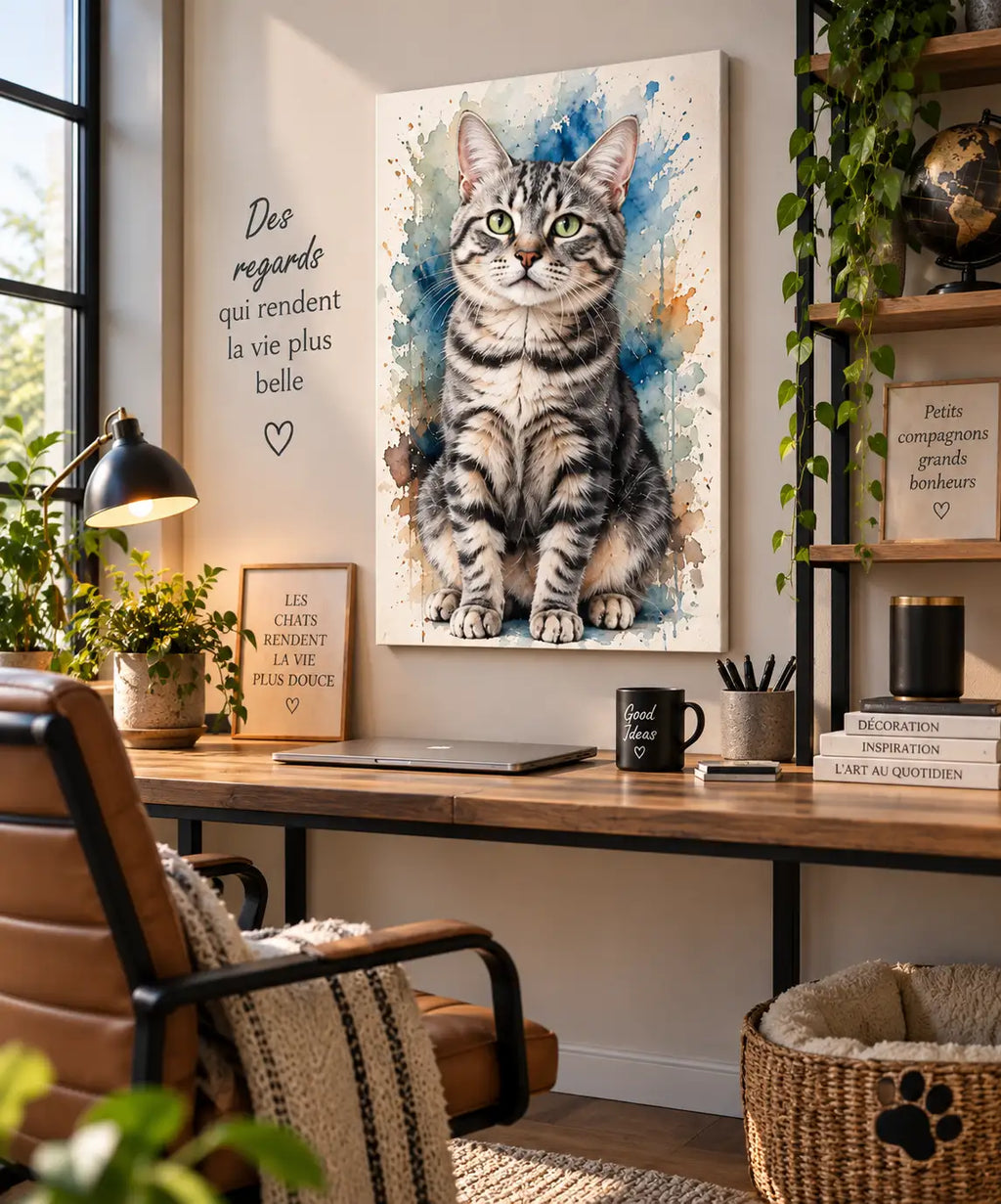 Affiche Numérique à Télécharger – Portrait Animal Aquarelle à partir de votre Photo